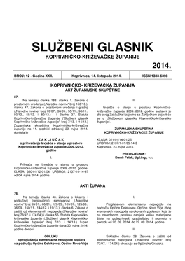 Službeni Glasnik Koprivni Čko-Križeva Čke Županije