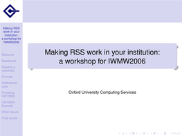 Making RSS Work in Your Institution: A[Please