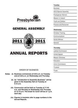 Reports to the General Assembly 2011