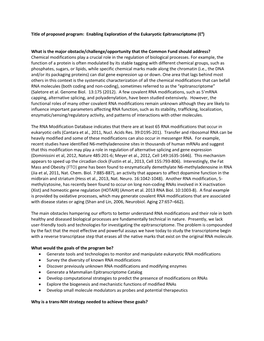 Enabling Exploration of the Eukaryotic Epitranscriptome (E4)