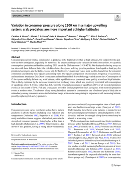 Variation in Consumer Pressure Along 2500 Km in a Major Upwelling System: Crab Predators Are More Important at Higher Latitudes