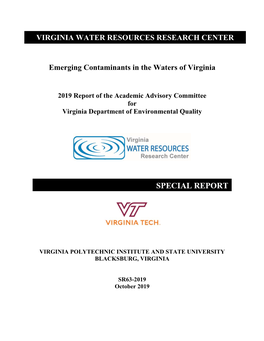 Emerging Contaminants in the Waters of Virginia VIRGINIA WATER