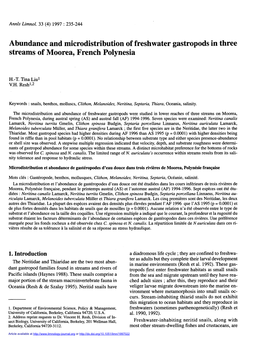 Abundance and Microdistribution of Freshwater Gastropods in Three Streams of Moorea, French Polynesia