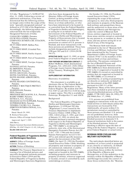 Federal Register / Vol. 60, No. 74 / Tuesday, April 18, 1995 / Notices