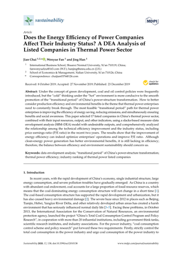 A DEA Analysis of Listed Companies in Thermal Power Sector