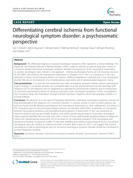 Differentiating Cerebral Ischemia from Functional