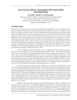 Host Range Testing Techniques for Parasitoids and Predators 41