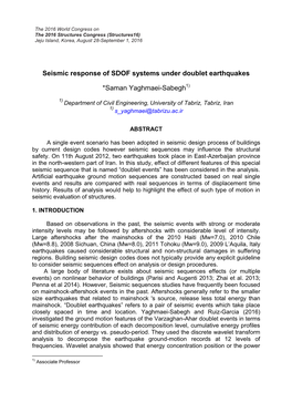 Seismic Response of SDOF Systems Under Doublet Earthquakes