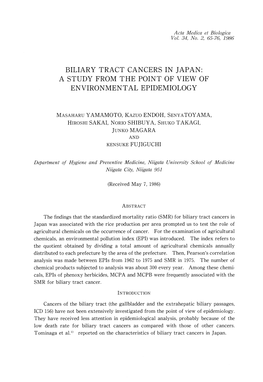 Biliary Tract Cancers in Japan: a Study from the Point of View of Environmental Epidemiology