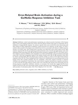 Error-Related Brain Activation During a Go/Nogo Response Inhibition Task