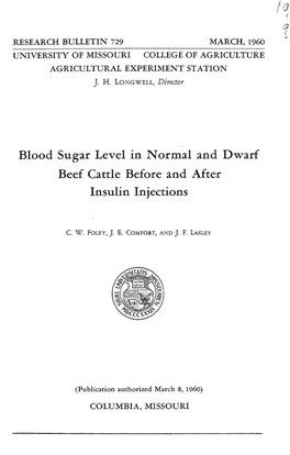 Blood Sugar Level in Normal and Dwarf Beef Cattle Before and After Insulin Injections