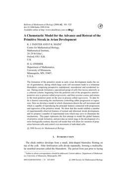 Model for Primitive Streak Formation 503