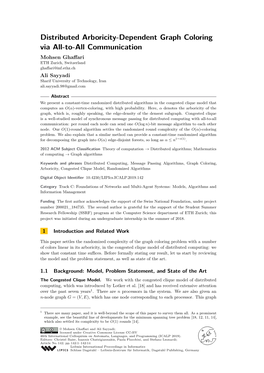 Distributed Arboricity-Dependent Graph Coloring Via All-To-All Communication