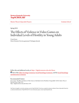 The Effects of Violence in Video Games on Individual Levels of Hostility in Young Adults