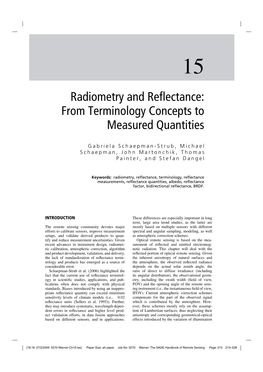 Radiometry and Reflectance: from Terminology Concepts to Measured