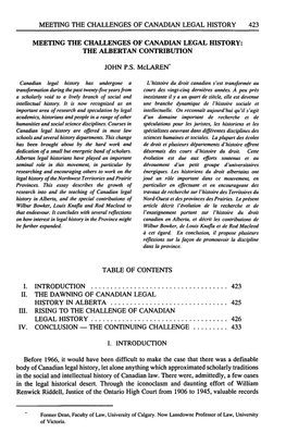 Meeting the Challenges of Canadian Legal History 423