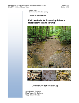 Field Methods for Evaluating Primary Headwater Streams in Ohio Version 4.0 Ohio EPA, Division of Surface Water October 2018