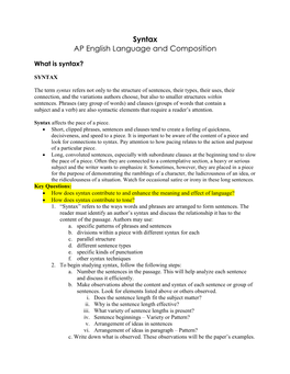 Syntax Handout