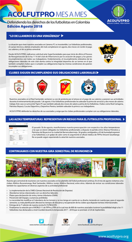 Edición Agosto 2018 Defendiendo Los Derechos De Los Futbolistas En