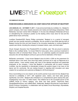 Robb Mcdaniels Announced As Chief Executive Officer of Beatport