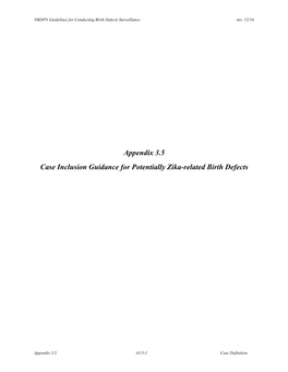 Appendix 3.5 Case Inclusion Guidance for Potentially Zika-Related Birth Defects