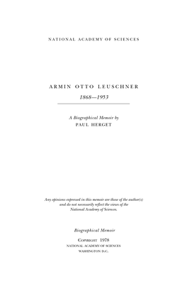 ARMIN OTTO LEUSCHNER January 16,1868-April 22,1953