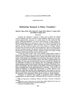 Radioisotope Renogram in Kidney Transplants1'2