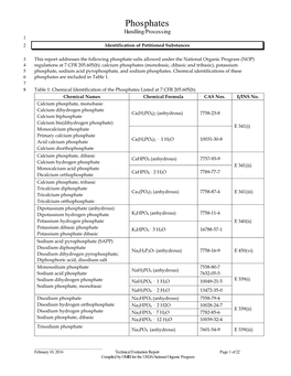 Calcium Chloride in the "Calcium Chloride Process" (21 CFR 184.1191)