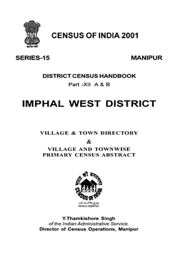 District Census Handbook, Imphal West, Part-XII a & B, Series-15