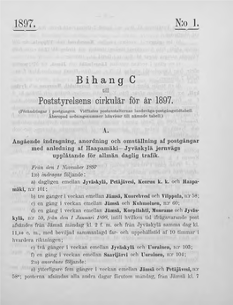 B I H a N G C Tili Poststyrelsens Cirkulär För År 1897