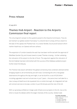 Press Release Thames Hub Airport