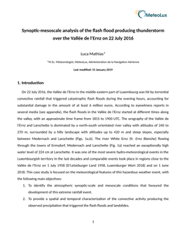 Synoptic-Mesoscale Analysis of the Flash Flood Producing Thunderstorm Over the Vallée De L'ernz on 22 July 2016