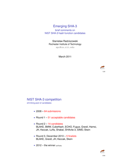Brief Comments on NIST SHA-3 Hash Function Candidates