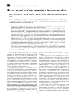 Microarray Analysis of Gene Expression in Human Donor Sclera