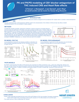 PK and PK/PD Modeling of CB1 Blocker Antagonism of THC Induced CNS and Heart Rate Effects