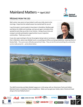 Mainland Matters – April 2017