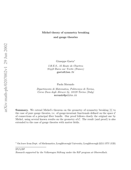 Michel Theory of Symmetry Breaking and Gauge Theories