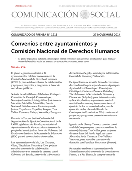 Convenios Entre Ayuntamientos Y Comisión Nacional De Derechos Humanos
