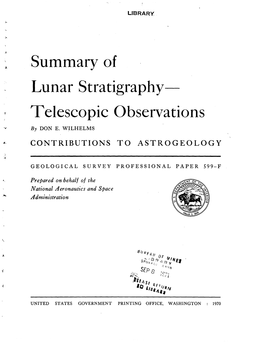 Summary of Lunar Stratigraphy- Telescopic Observations