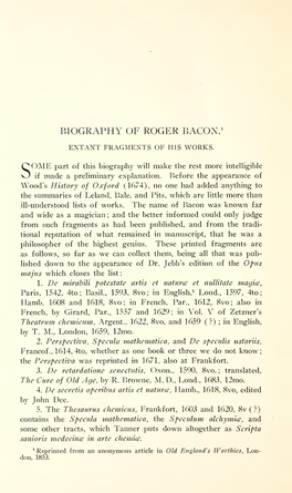 Biography of Roger Bacon. 453