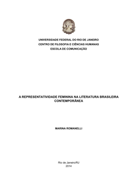 A Representatividade Feminina Na Literatura Brasileira Contemporânea