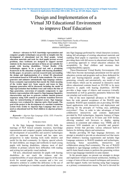 Design and Implementation of a Virtual 3D Educational Environment to Improve Deaf Education