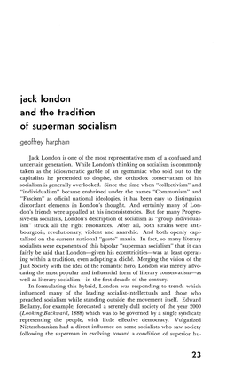 Jack London and the Tradition of Superman Socialism Geoffrey Harpham
