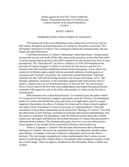 Stones Against the Iron Fist, Terror Within the Nation: Alternating Structures of Violence and Cultural Identity in the Israeli-Palestinian Conflict