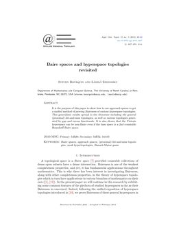 Baire Spaces and Hyperspace Topologies Revisited