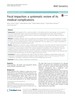Fecal Impaction: a Systematic Review of Its Medical Complications