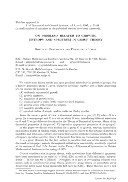 This Has Appeared in J. of Dynamical and Control Systems, Vol 3, No 1, 1997, P. 51-89 (A Small Number of Misprints in the Published Version Have Been Corrected)