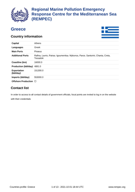 Greece — REMPEC Regional Marine Pollution Emergency Response