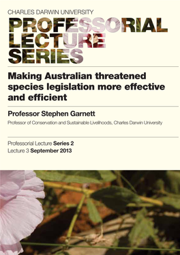 Making Australian Threatened Species Legislation More Effective and Efficient