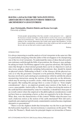 Aristarchus's Heliocentrism Through Archimedes's Geocentrism